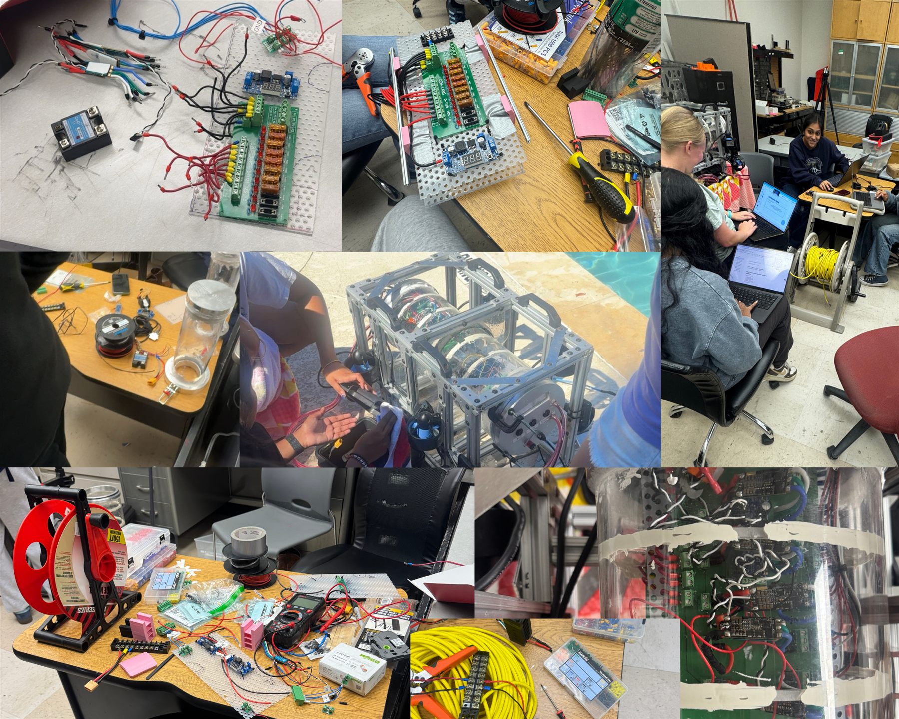 Build days, wiring, debugging, and pool testing for the AUV